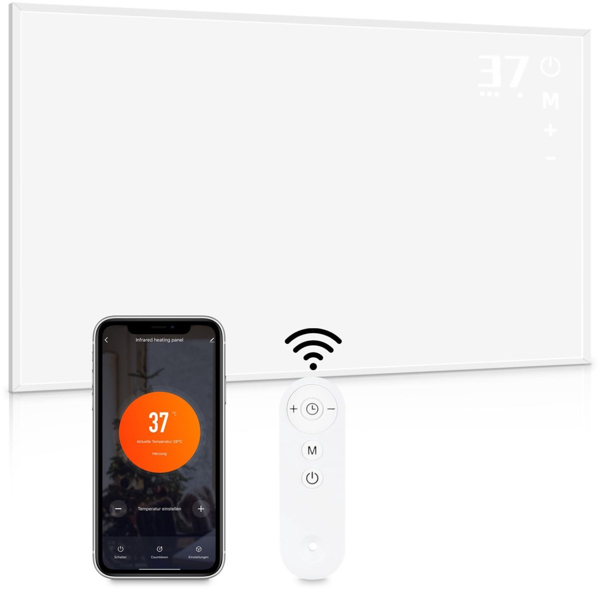 Glitzerlife Infrarood Wandverwarming 600W - Infrarood paneel met Thermostaat & App/WiFi Bediening - Energiezuinige Elektrische Kachel - Staand of Wandmontage met Afstandsbediening