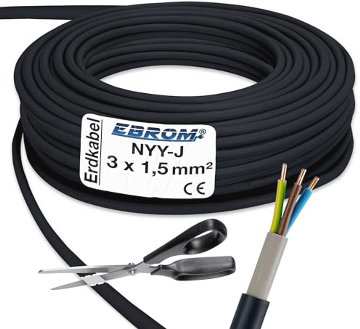 Aardingskabel 3 x 1,5 mm² - Hoge Kwaliteit PVC Kabel voor Buiten en Onderwater Installatie