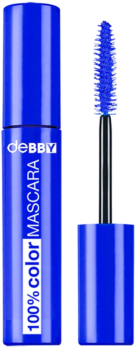 deBBY 100% Color Mascara 04 Electric Blue – Intens Blauwe Mascara voor Gedurfde Ooglooks – Volume & Kleurboost – Trendy, Langhoudend & Makkelijk te Verwijderen – Cruelty-Free – Unieke Pop of Color voor Elke Look