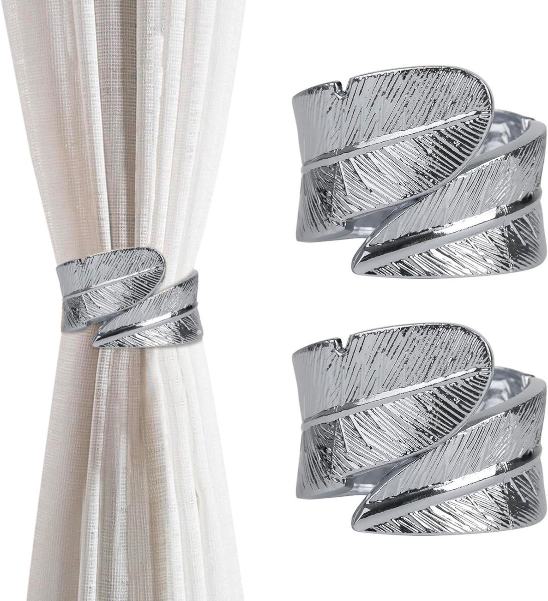 Stunq® Zilveren Gordijn Ophouders voor Raamdecoratie - Set van 2 - Decoratieve Touw Houders