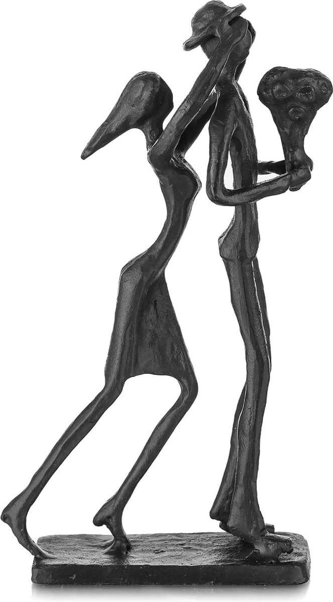 Stunq® IJzeren cadeaus voor 6e verjaardag - koppel liefdessculptuur ijzeren jubileumcadeau voor koppel haar vriendin vrouw hem zwart standbeeld metalen figuren voor woondecoratie bruiloft kerstverjaardag