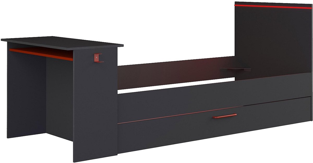 Vente-unique Bedframe hout antracietgrijs 90 x 200 cm