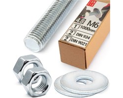 LUN FIX - Gewindestangen Set M6 x 1000 mm - 1 set - verzinkt - bevestigingsset