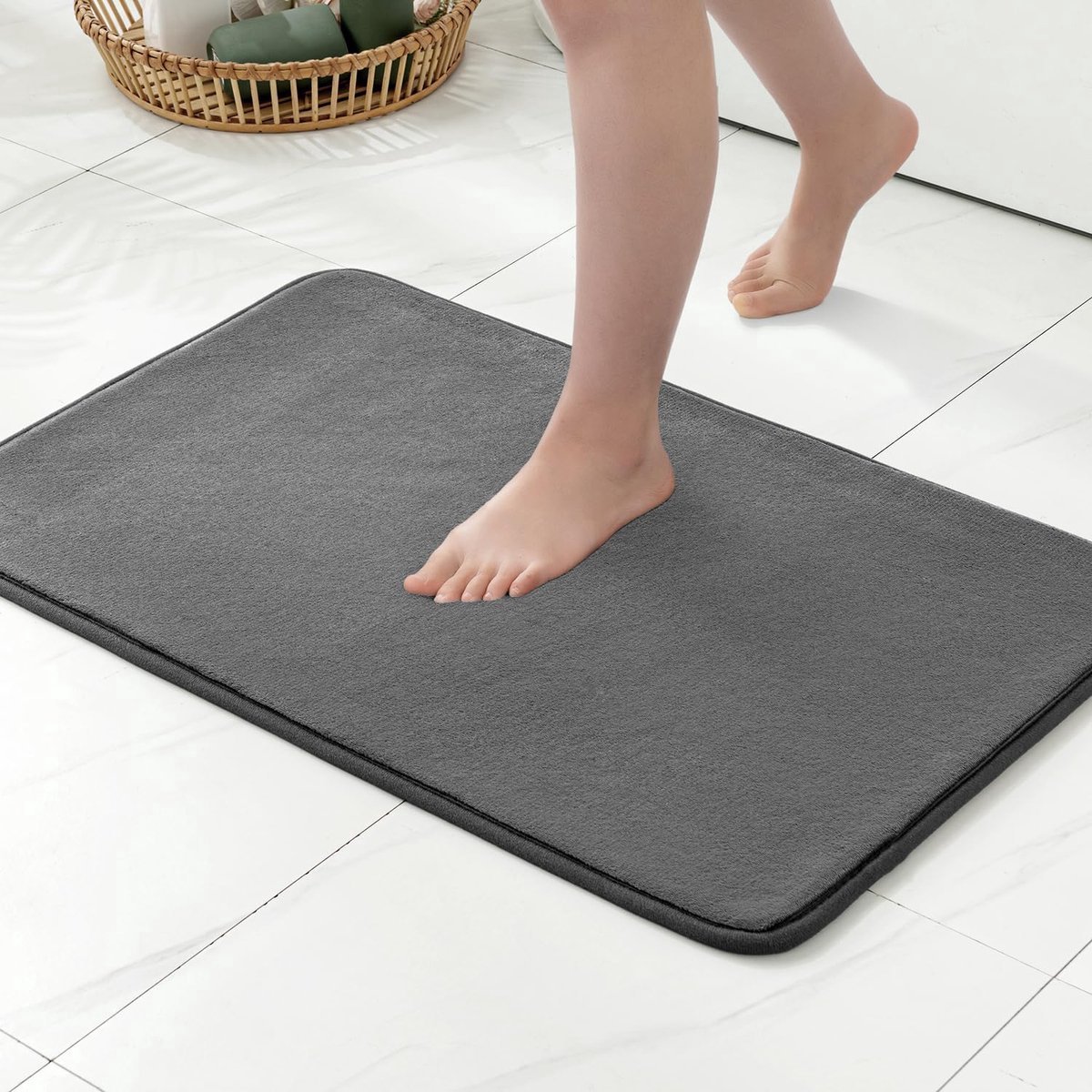 Stunq® Zachte Antislip Badmat van Geheugenschuim voor Badkamer en Woonkamer, 40 x 60 cm, Grijs