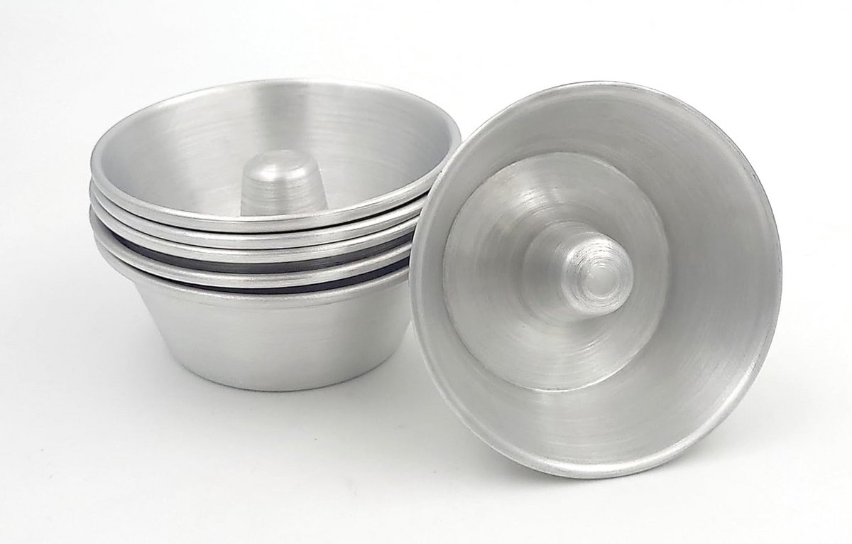 Set van 6 Mini Bakvormen voor Savarin, Baba's en Pasteis de Nata - Ø 7 cm Aluminium
