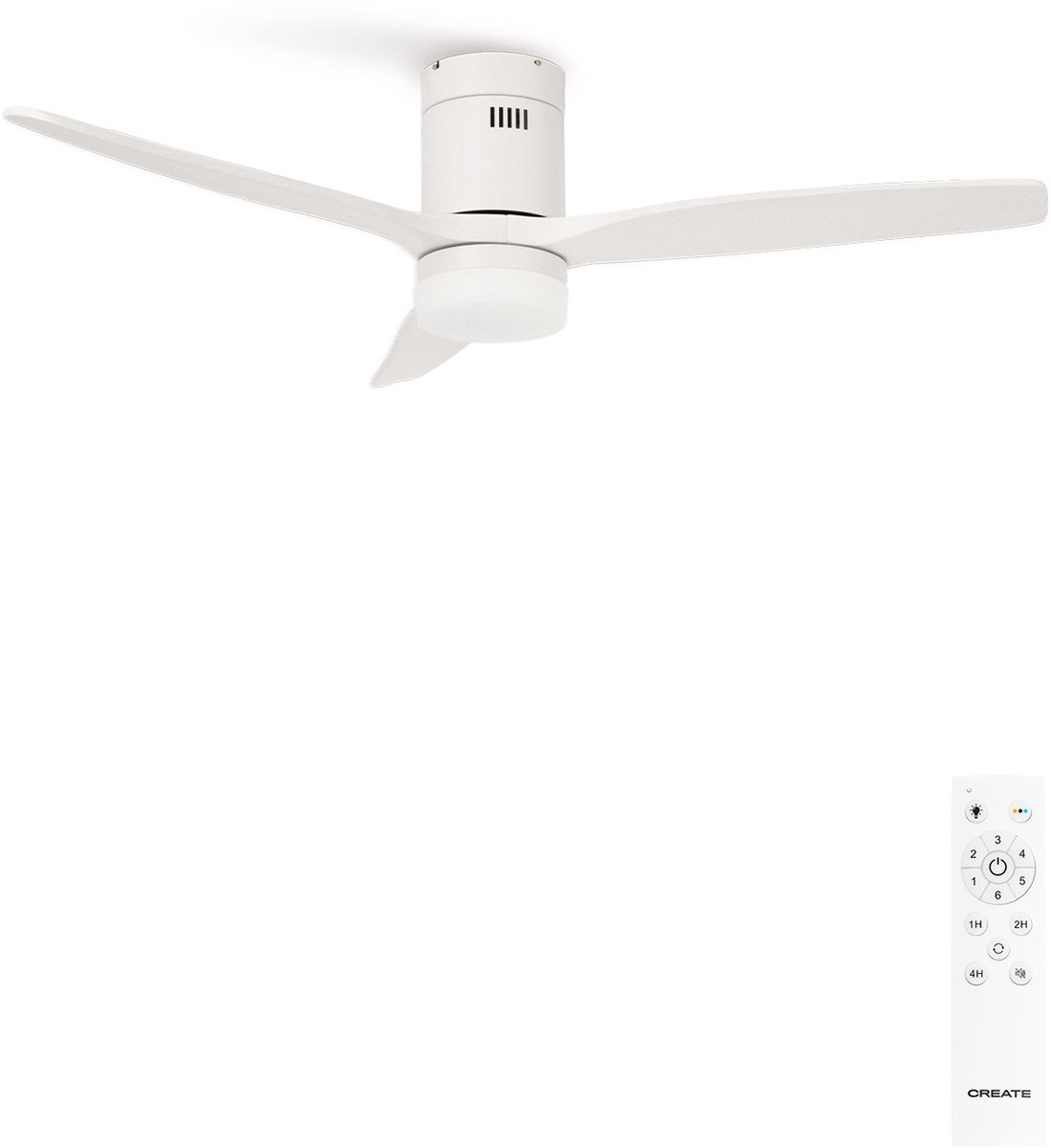 Bol.com CREATE - Plafondventilator 40W silent Ø132 cm - Met Verlichting drie temperaturen - Met Afstandsbediening - 6 Snelheden ... aanbieding
