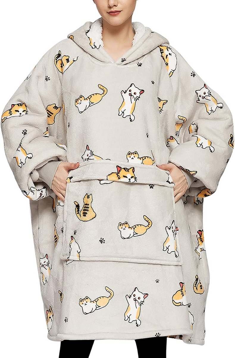 Oversized Draagbare Deken Hoodie met Capuchon en Zak voor Volwassenen