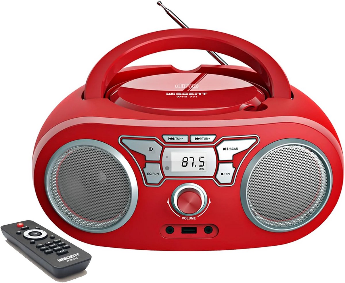 Draagbare Boombox met CD-speler, Bluetooth, FM Radio en USB - Compact Muzieksysteem