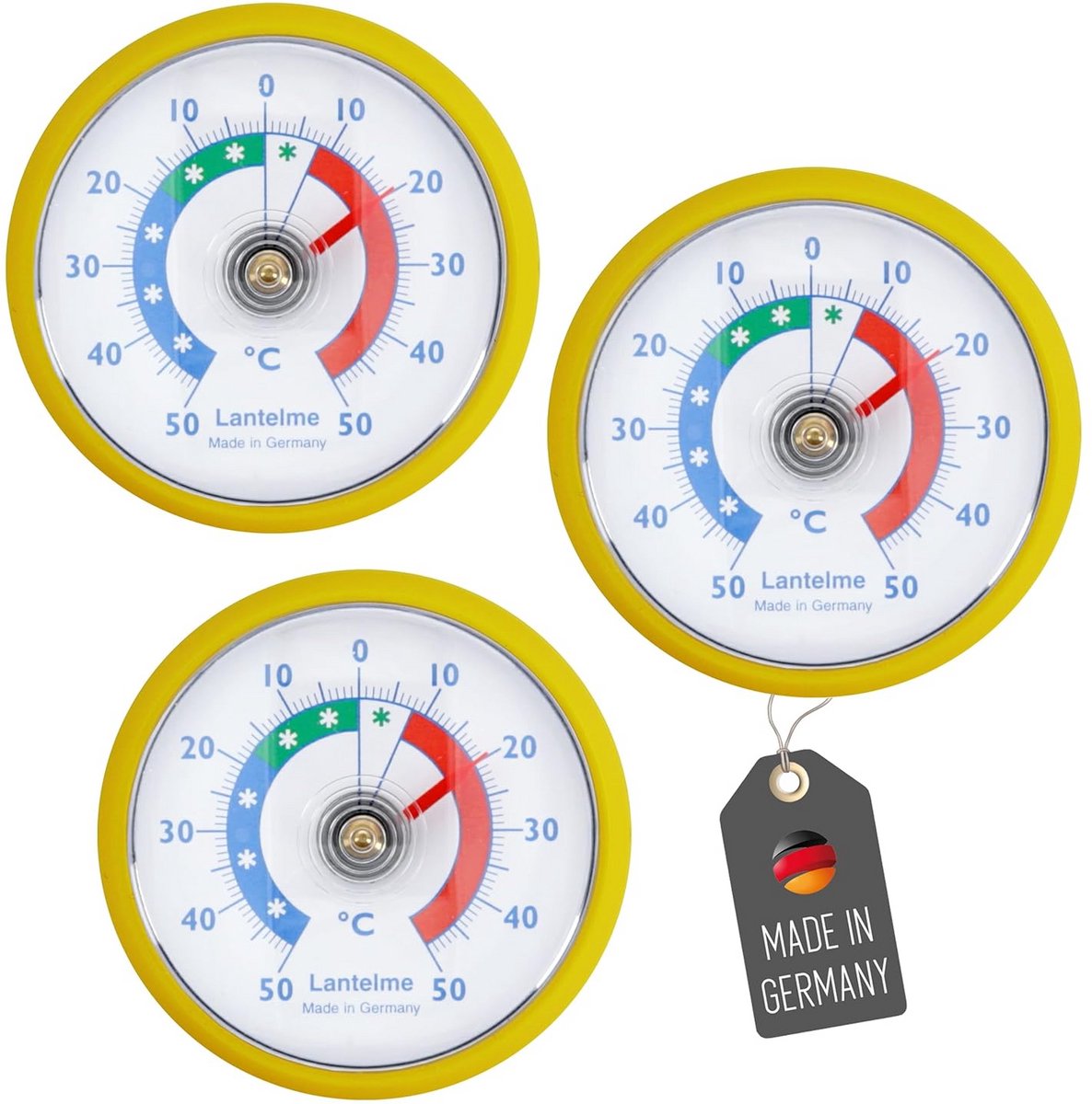 Set van 3 Koelkast- en Vriezer Thermometers Zelfklevend Analoog Breed Meetbereik