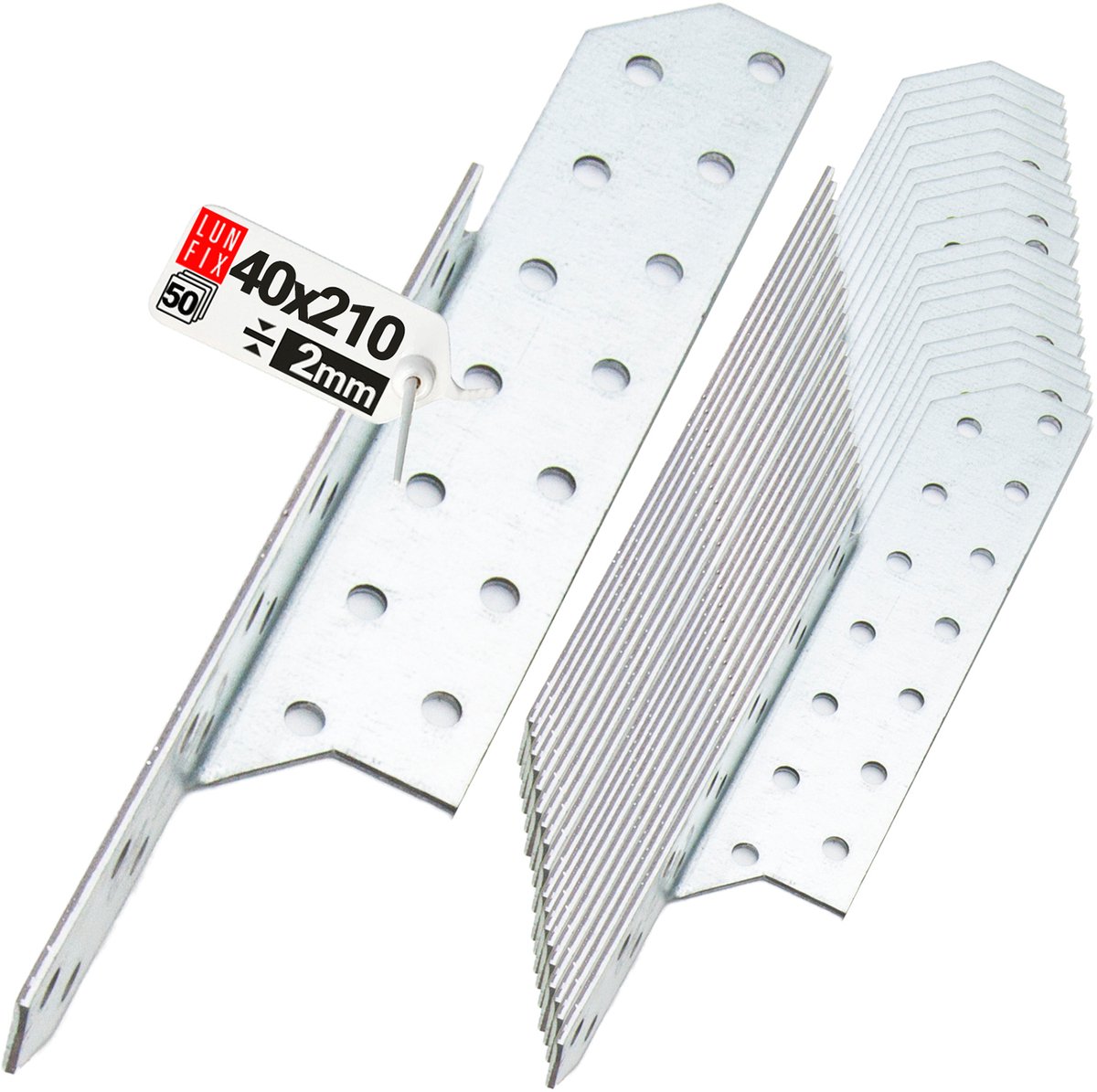 LUN FIX - Sparrenpfettenanker - Verzinkt - 40x210mm - 50 stuks - Zware Hoekverbinder - Links