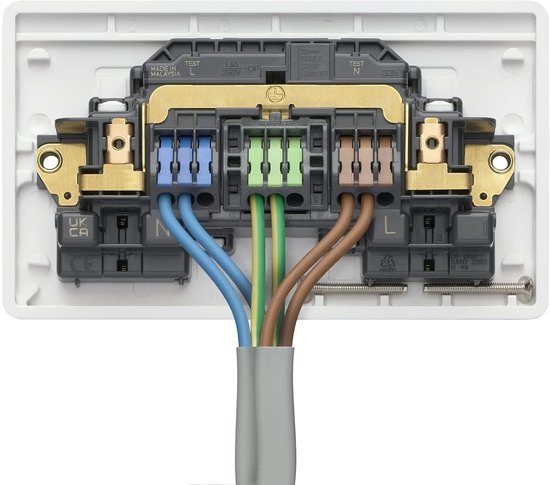 SIMON - Schuko-inbouwdoos, serie Simon 10, 250 V, 16 A, plat en dun wandstopcontact, eenvoudig te installeren, inclusief frame, deksel en mechanisme, vrouwelijk stopcontact, wit