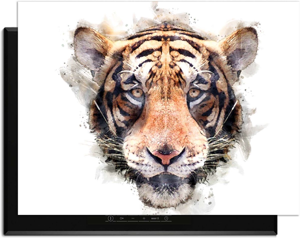 KitchenArt - Majestic Tiger - Inductie Beschermer - 80x52 cm - Kookplaat Beschermer - Luxe Afdekplaat Inductieplaat - Anti-slip & Oprolbaar - Beschermmat Inductiekookplaat