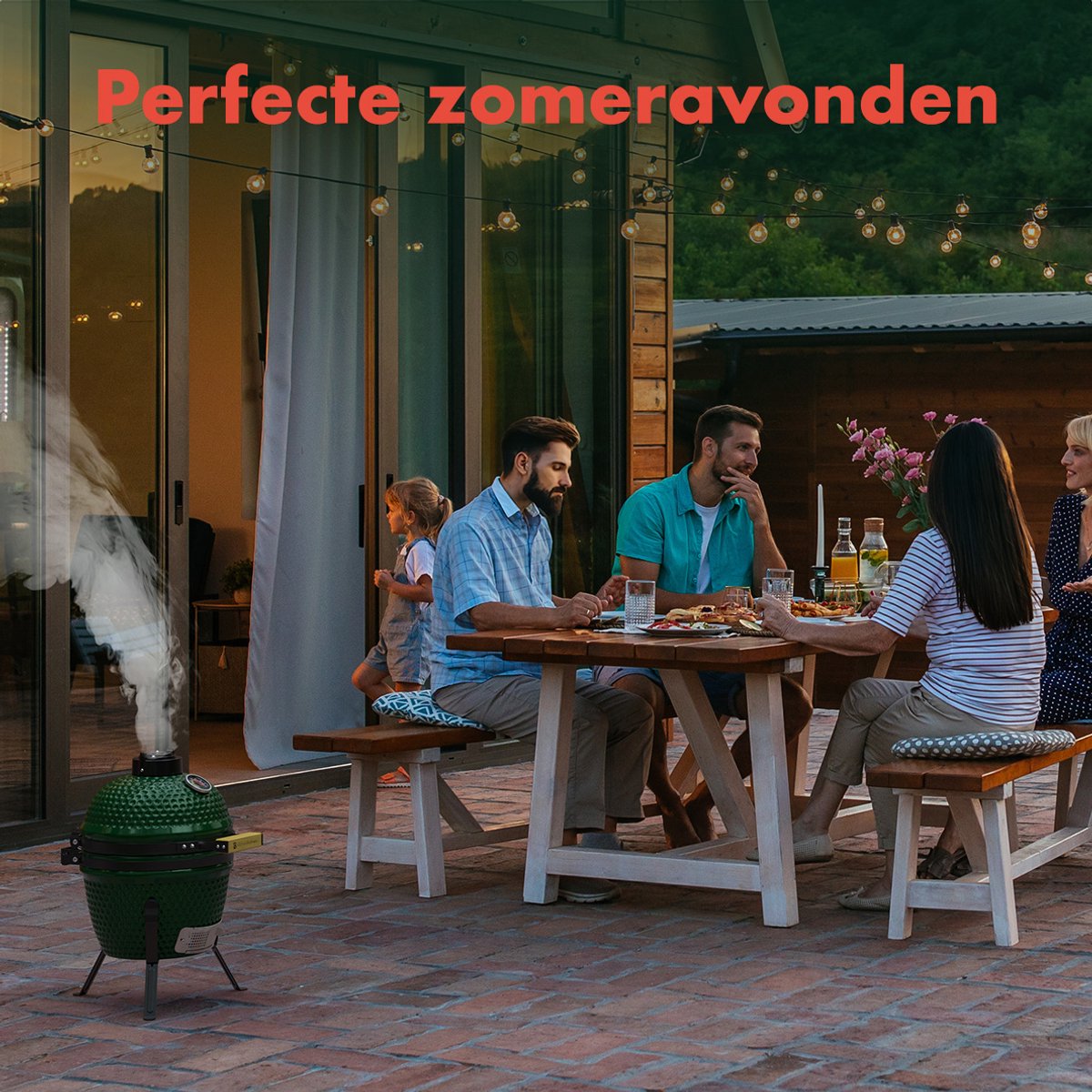 KitchenBrothers Kamado BBQ - 13 Inch Houtskool Barbecue - 27⌀ cm - PFAS-vrij -Egg BBQ - Groen – foto 8