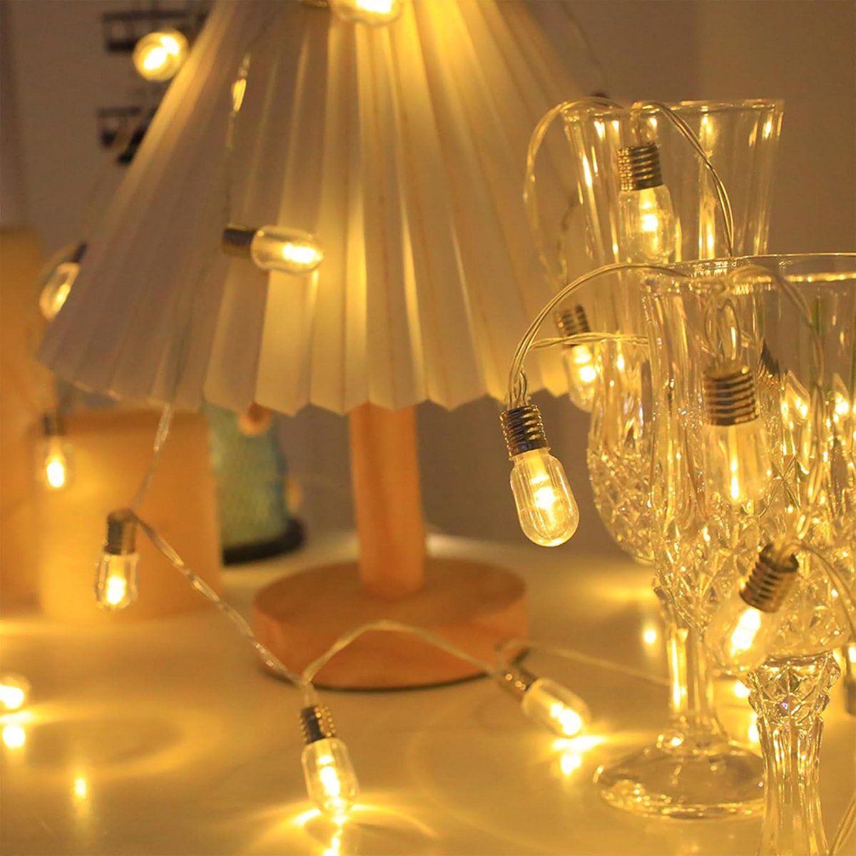 Sfeervolle LED Lichtersnoer op Batterijen met Timer, Warm Wit Licht voor Binnen en Buiten — cadeau in Wonen & Interieur - foto 2