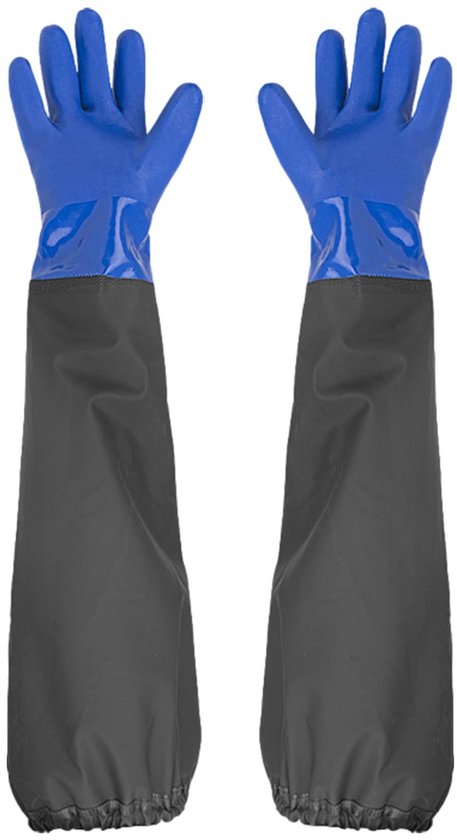 Eiito Lange rubberen handschoenen - 63,5 cm waterdichte ellebooglengte voor vijver- en afvoerreiniging, extra lange mouw volledige arm voor vrouwen/mannen (groen, L