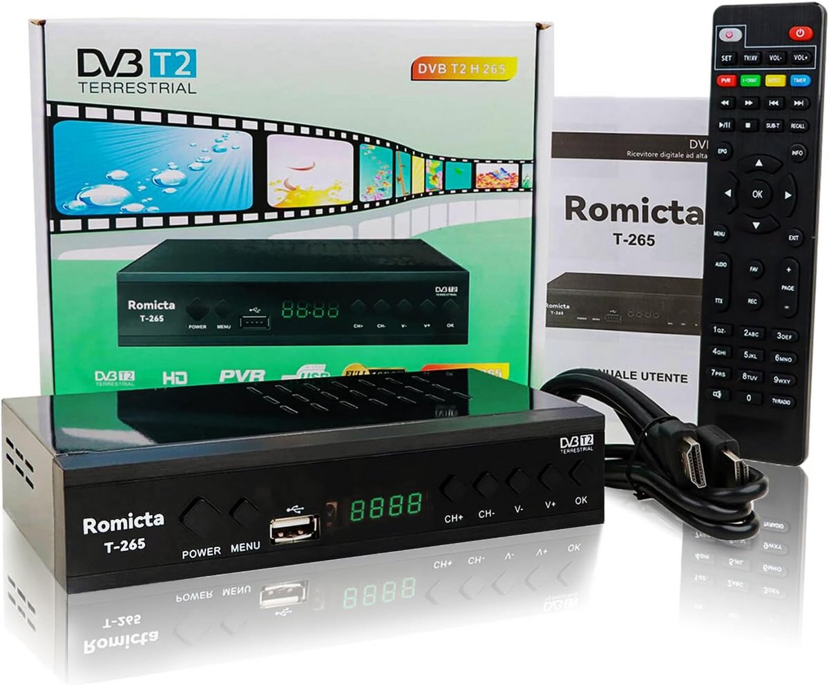 DVB-T2/C HD Decoder H.265 HEVC FTA PVR Receiver met USB en HDMI