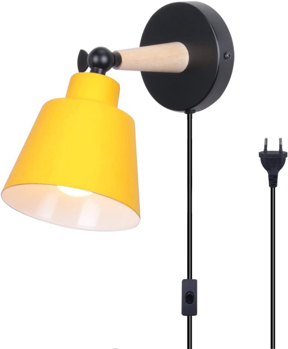 Moderne Wandlamp E27 Zwart Hout Verstelbaar voor Slaapkamer Woonkamer Gang