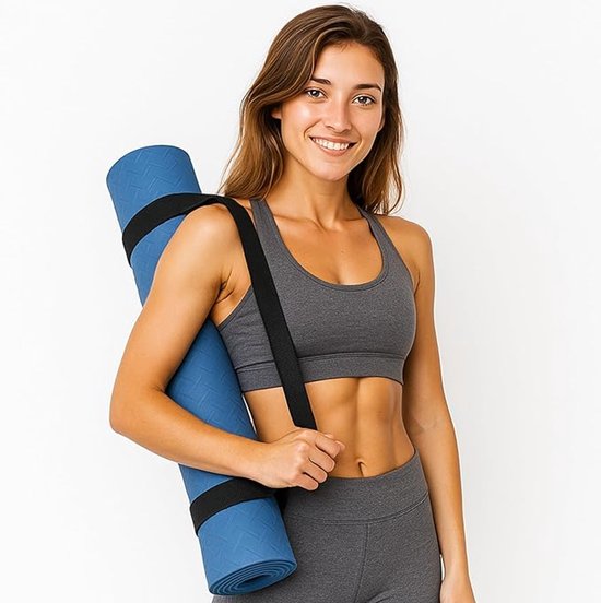 Yogamat Riem - Yogamat draagriem - Straps - Verstelbare schouderbanden - draagriem voor yogamat - opberg riemen voor yogamatten - voor opslag en organisatie - zwart - 38 mm x 1,5 m - (mat niet inbegrepen) van Avento — afbeelding 3