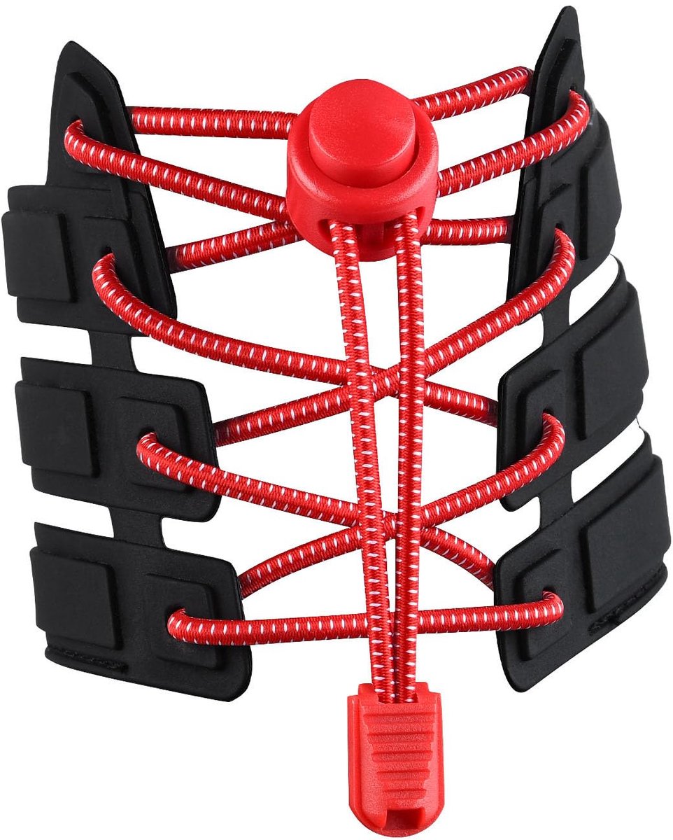Sneaker Veters 120CM geschikt voor Sneakers - Elastische veters zonder strik - Geschikt voor studenten en volwassenen - Met sterke gesp en snelsluitfunctie (rood)