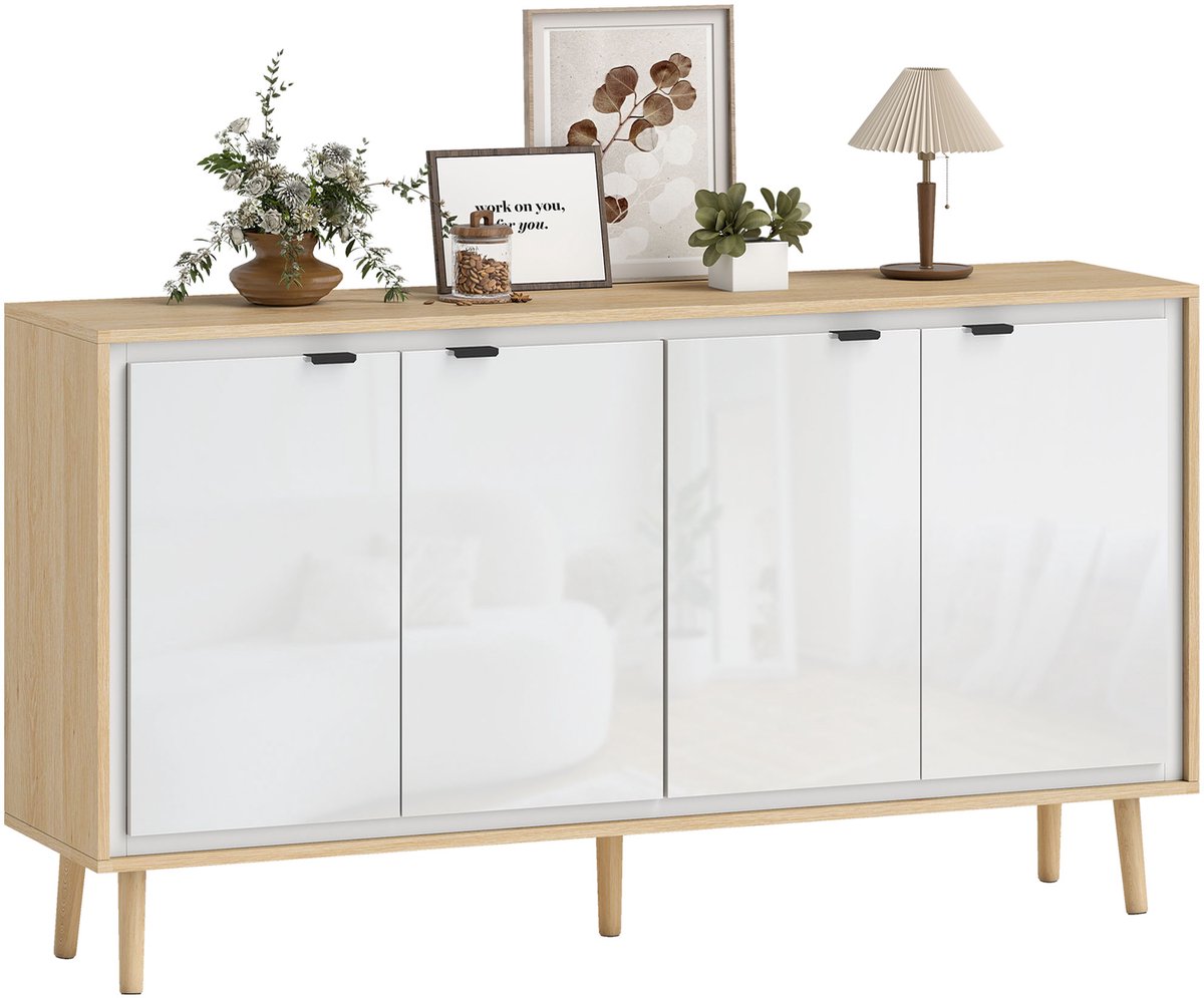 HOMCOM Dressoir - Spaanplaat - 141x35x77cm - Wit