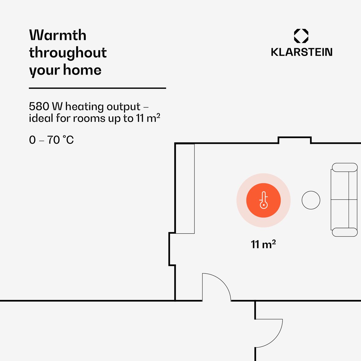 Klarstein infraroodverwarming met thermostaat, 580 watt elektrische verwarming, beeld-infraroodverwarming voor wandmontage, IR-paneel met afstandsbediening en timer, elektrische vlakke radiator, CO₂-vrije wandverwarming – foto 5