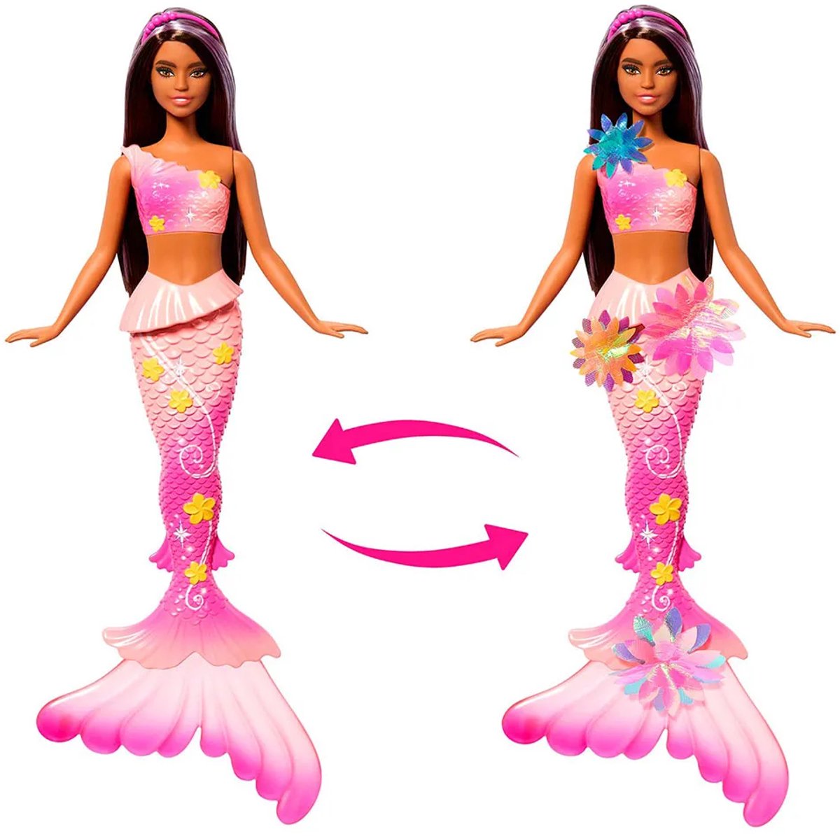Barbie Flower Magic Zeemeerminpop – Magische Bloemen die Bloeien - Bruin & Roze — afbeelding 8