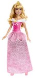 Prinses Aurora pop in roze baljurk met gouden tiara. Ze heeft blond haar en een sprankelende outfit.