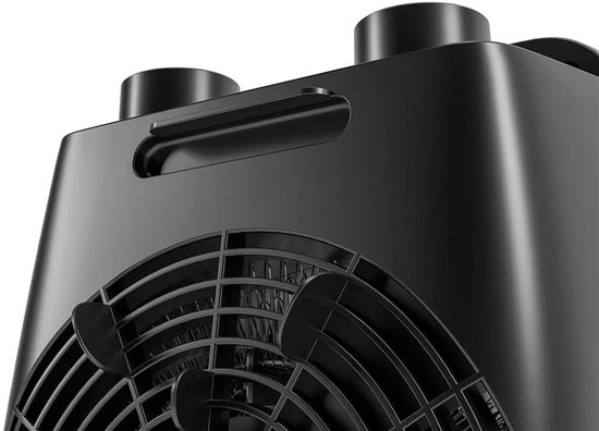 Zwarte draagbare kachel met ventilatierooster en draaggreep