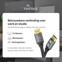 Twee grijze Displayport kabels, geschikt voor TV/Monitor, Workstation en Dockingstation. Compatibel met Lenovo, Dell, HP.