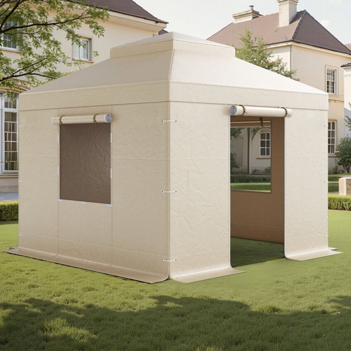 Paviljoen Winterhoes - Vervangende Afdekking - Voor 3,05 x 3,05 m - Dubbel Dak Compatibel - Met Zijwanden en Gaasramen - Exclusief Paviljoen