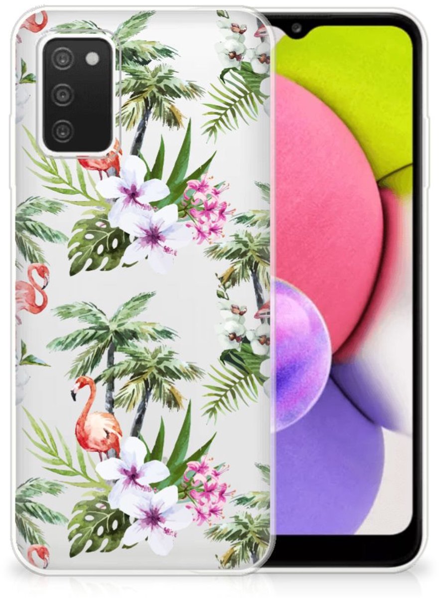 Samsung Galaxy A03S TPU Hoesje Flamingo Palms