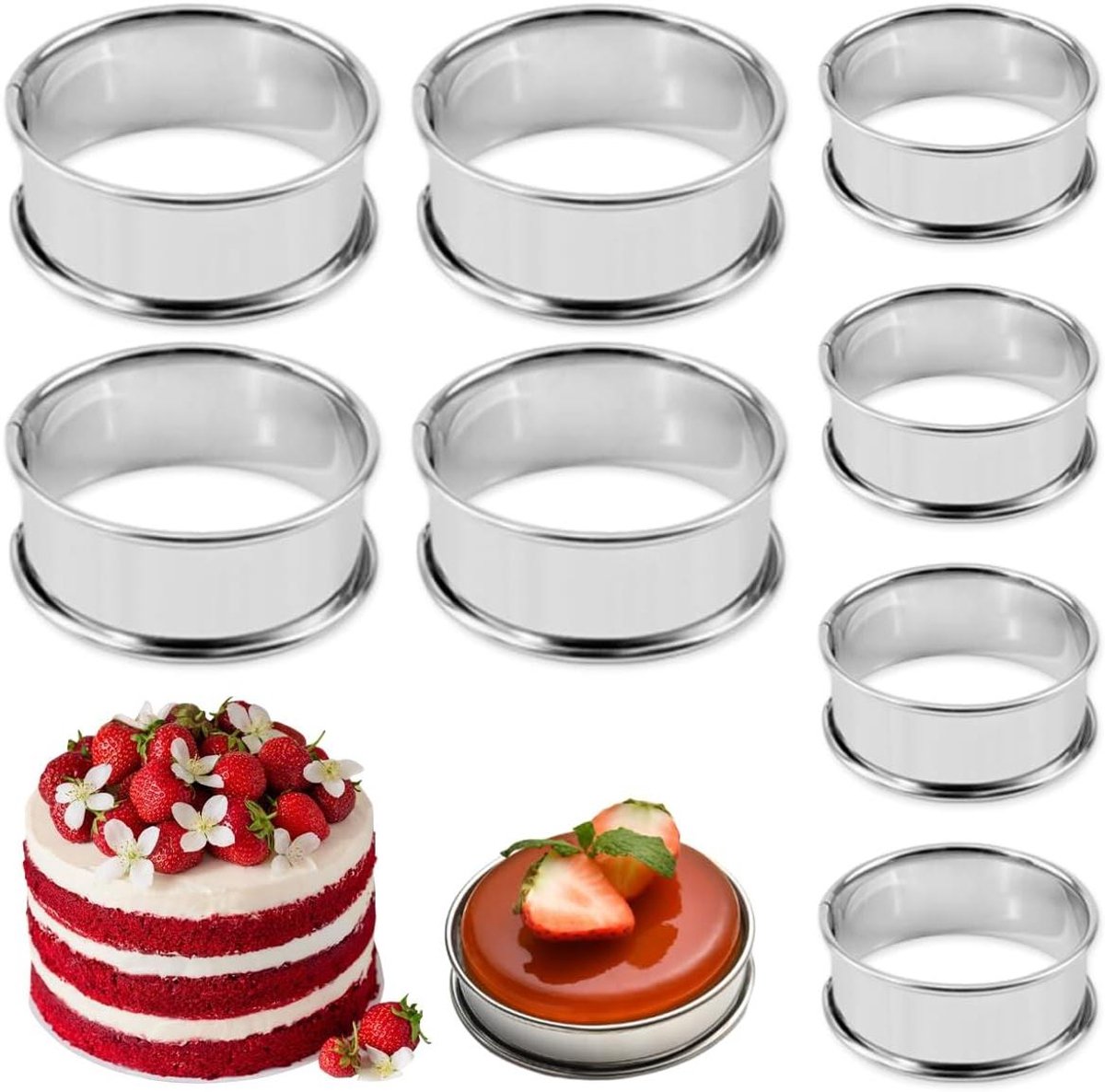 EGoods - Set van 6 Crumpet Ringen, Muffinringen en Bakringen van Roestvrij Staal