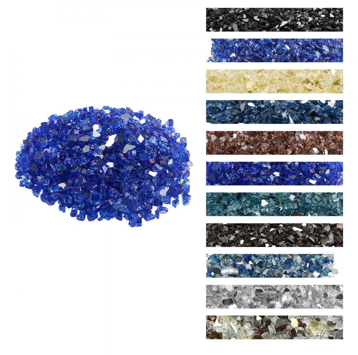 Vuurkorf Glasstenen - Haardglas Parels - Korrelgrootte 12,7 mm - Reflecterend - Hittebestendig - Voor Vuurkorf & Open Haard - Gewicht 15,88 kg - Kobaltblauw