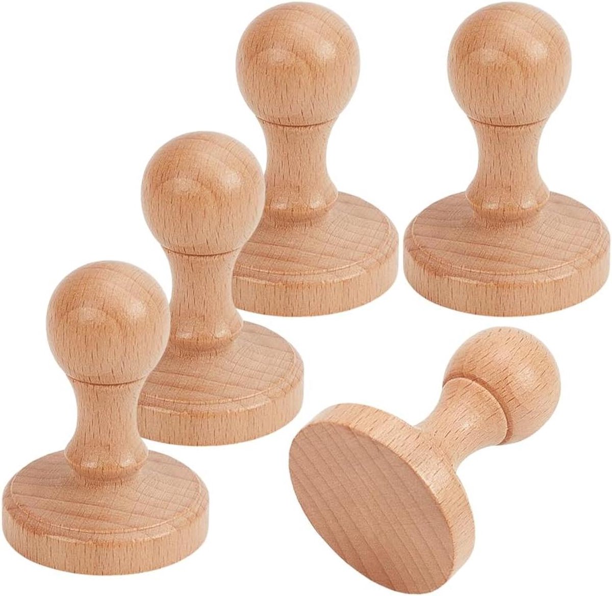 EGoods - 5 Stuks stempels met ronde houten handgreep voor stempellade - Doe-het-zelf - Scrapbooking - 6 x 4,5 cm
