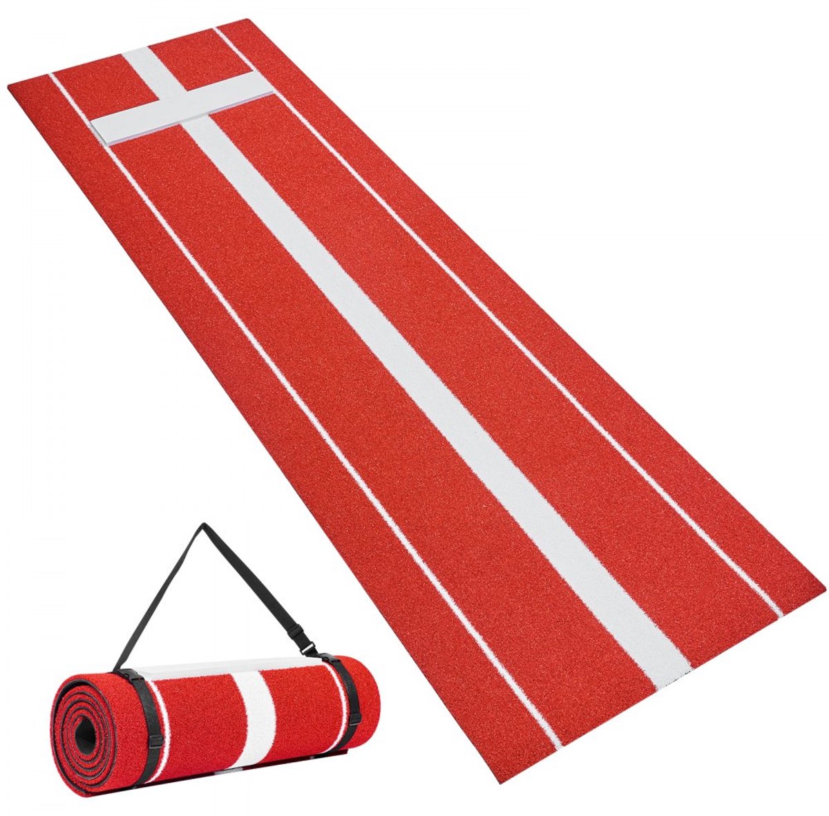 Honkbal/Softbal Slagmat - Slagkooi Trainingsmat - 305 x 92 cm - Kleurvast Kunstgras - Antislip Schuimrubber Achterkant - Draagbaar - Rood