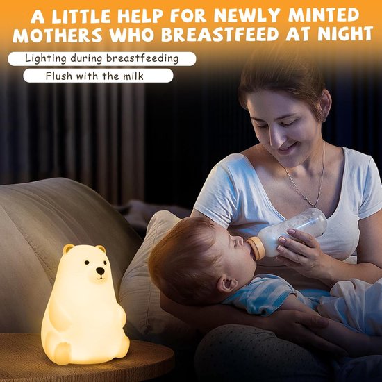 Oplaadbaar nachtlampje voor kinderen, nachtlampje voor baby's, 3-standen verstelbare LED-helderheid, bedlampje met siliconen touch, geschikt voor decoratie in kinder- en volwassenenkamers. van Merkloos — afbeelding 3