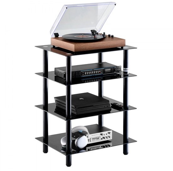 Hifi Rek - 4-Laags AV-Rack - Met LED-Verlichting - In Hoogte ...