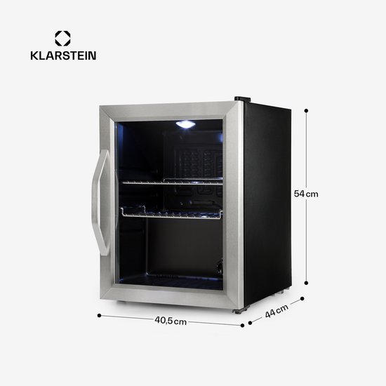Klarstein Drankkoeler minikoelkast met glazen deur, minikoelkast voor op de kamer, kleine met verstelbare schappen, kleine koelkast van 33 liter, stille koelkast voor binnen en buiten - Drankkoelkast Drankenkoelkast - Touch - Zwart van Klarstein — afbeelding 4