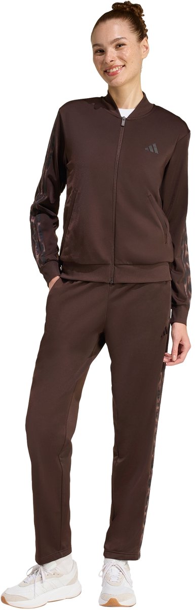 Adidas Sportswear 3-Stripes Leopard Print Trainingspak Dames Bruin