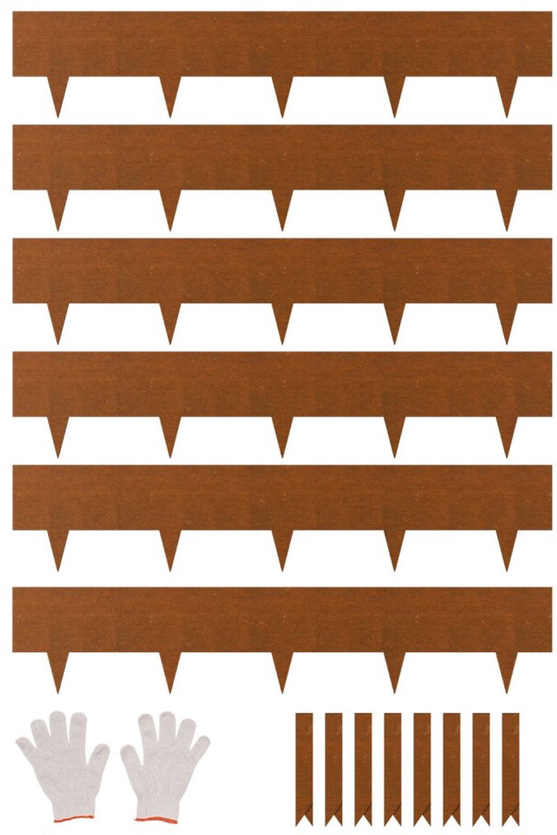 Gazonrand - Metalen Borderafboording - 6-Pack - 101,6 x 20,32 cm Per Stuk - Buigbaar - Tandprofiel Voor Stevige Verankering - Voor Bloemperken En Tuinpaden