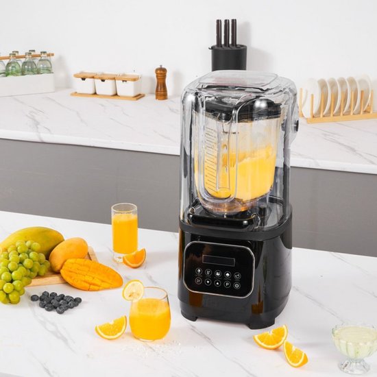 Professionele Blender - Horeca Blender - Capaciteit 2 L - Met Beschermkap - Glazen Kan - 9 Snelheden & 5 Functies - Voor Smoothies & Shakes - Zwart — afbeelding 3