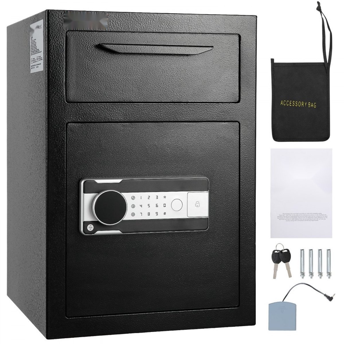 Afstortkluis - Inwerpkluis/geldkluis voor contant geld - Elektronisch cijferslot - 2 Noodsleutels - Inhoud 2,5 l - 35,5 x 35,5 x 51,5 cm