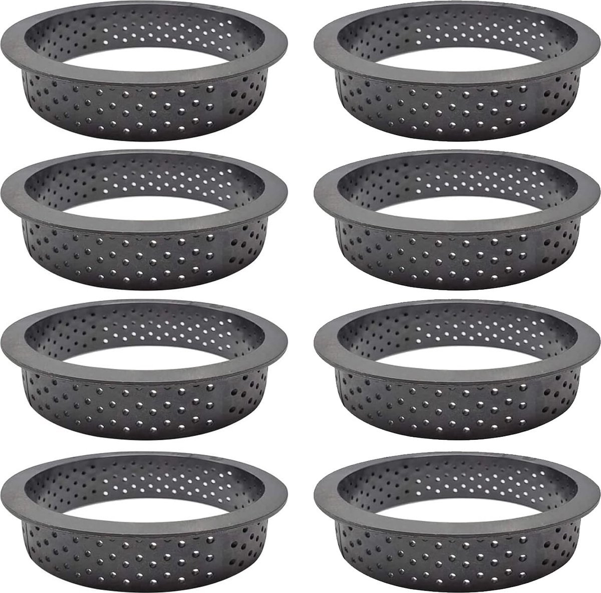 Stunq® Set van 8 Ronde Siliconen Bakvormen voor Mousse, Taart en Quiche