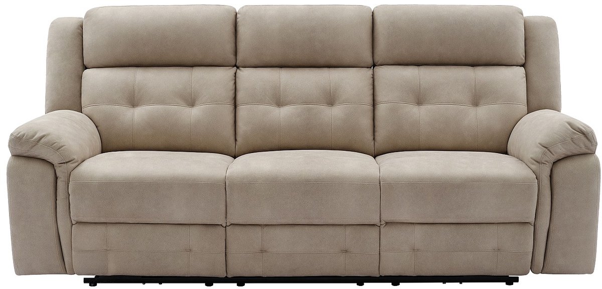 Vente-unique Elektrische driezitsrelaxbank van beige microvezel ORTIANO