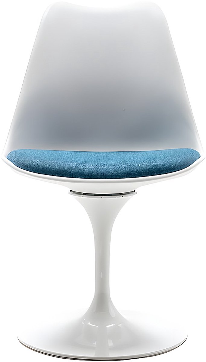 Vente-unique Set van 2 draaibare stoelen van polypropyleen, stof en staal - Blauw en wit - XAFY Blauw, Wit