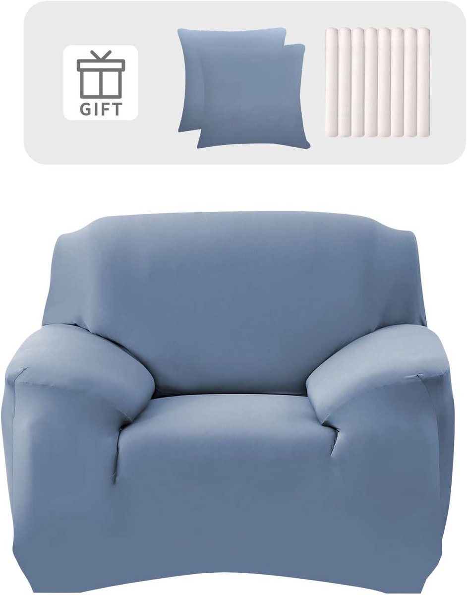 Stunq® Premium Stretch Sofa Protector with Integrated Cushion Covers - Blue Grey