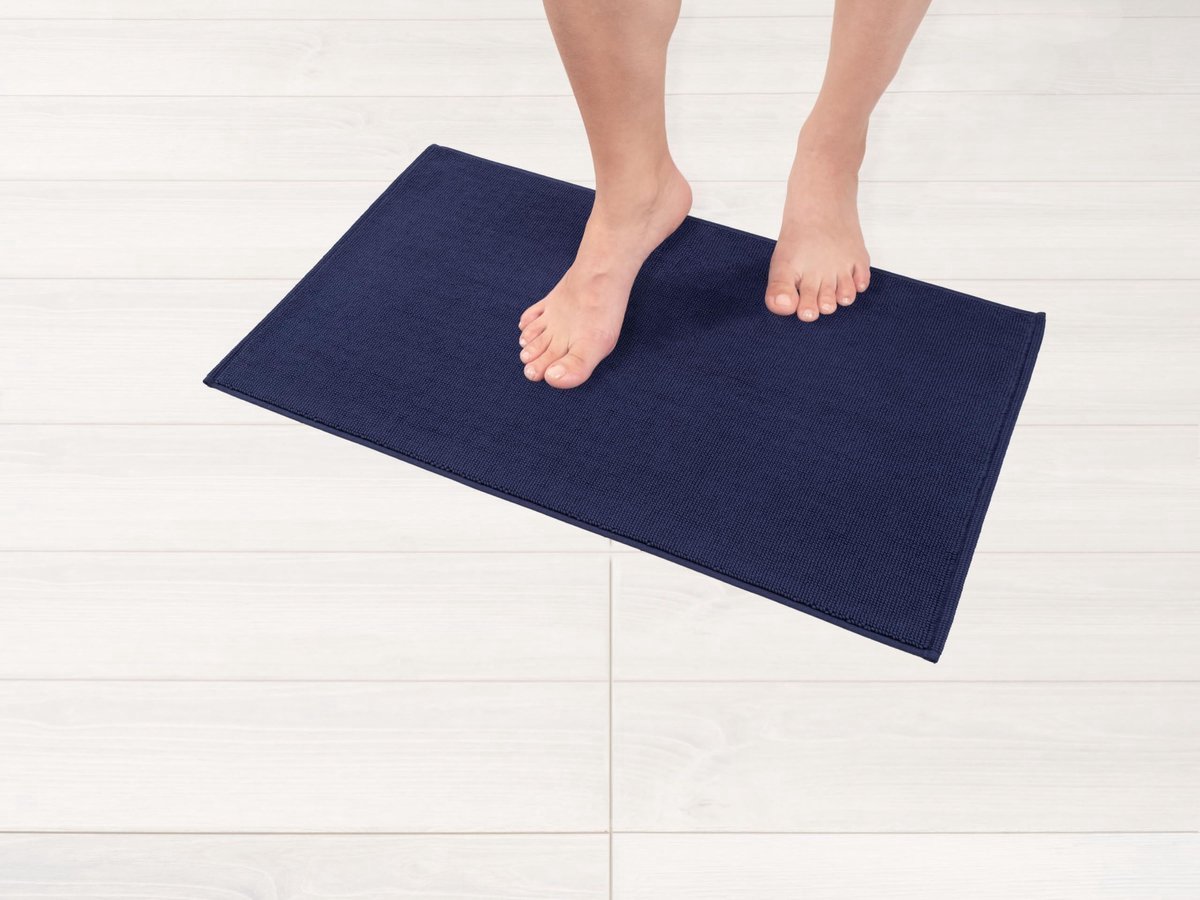 Stunq® Donkerblauwe Katoenen Antislip Badmat - 43x61cm
