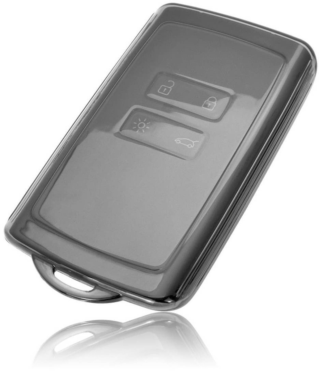 Autosleutel Hoesje geschikt voor Renault - Sleutelcover - TPU Cover Sleutelhoes - transparant,zwart