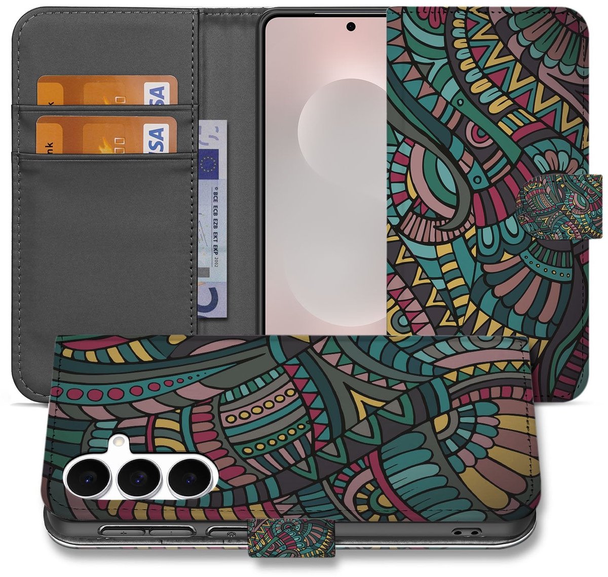 Samsung Galaxy S25 FE Boekhoesje Aztec Met 3 Pasjes Print