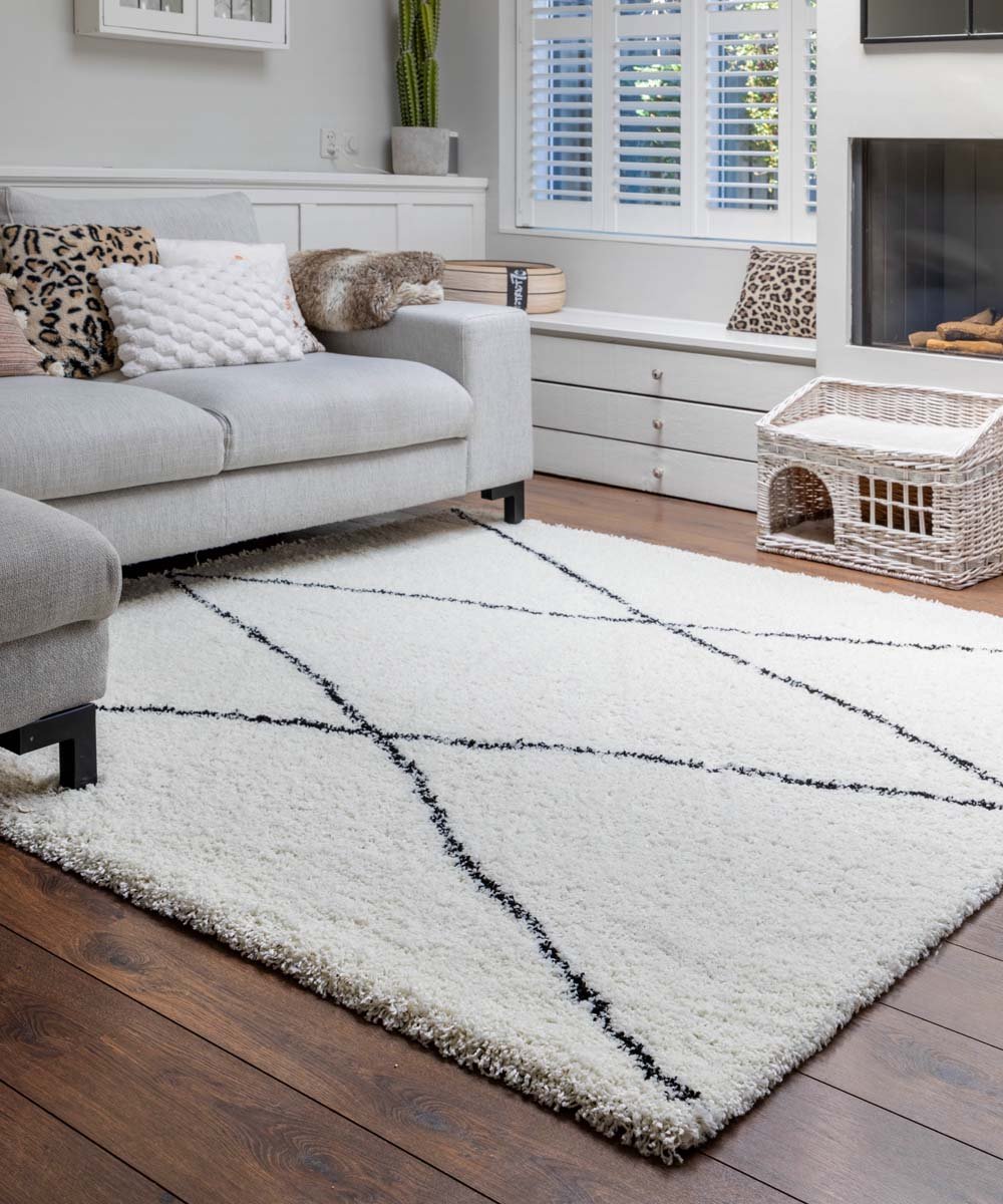 Vierkant berber vloerkleed - Artisan Atla wit/zwart 240x240